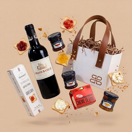 Kit Gourmet Vinho Grand Bateau Bordeaux e Queijos