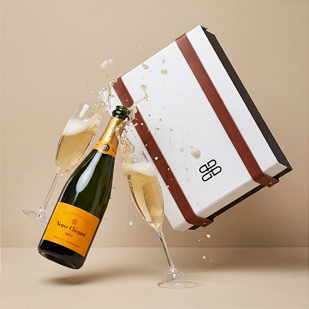 Kit Champagne Veuve Clicquot & Taças de Cristal