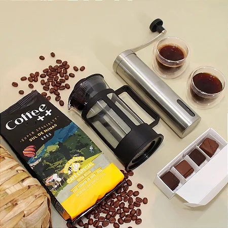 Kit Barista Coffee ++ Grãos, Moedor & Prensa Francesa