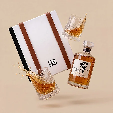 Kit Whisky Hibiki Japanese Harmony & Copos Giratórios
