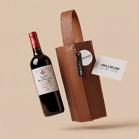 Kit Presente Pai Wine Lover: Vinho Bordeaux e Porta Vinho