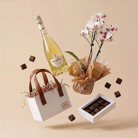 Kit Freixenet Brut, Orquídea Branca & Chocolates