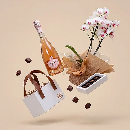 Kit Freixenet Rosé, Orquídea Branca & Chocolates