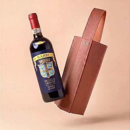 Kit Vinho Barbi Brunello di Montalcino 2020 & Porta-Vinho Personalizado em Couro