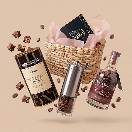 Kit Natal Café Zanelli, Moedor Inox & Panettone Bites - Natal