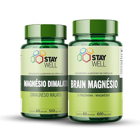 Combo Magnésio Total = Brain Magnésio + Magnésio Dimalato - Stay Well