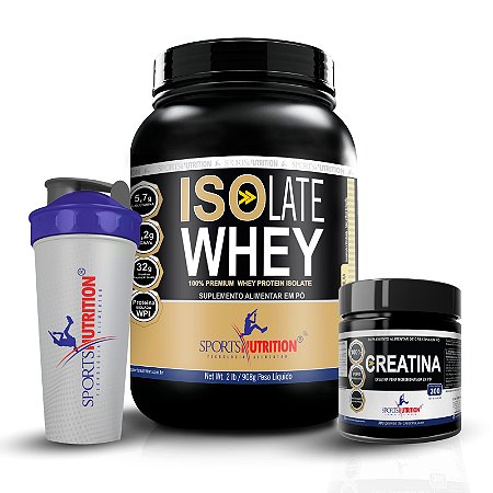 Combo Turbo Isolate = Isolate Whey + Creatina 300gr + Brinde Coqueteleira - Sports Nutrition