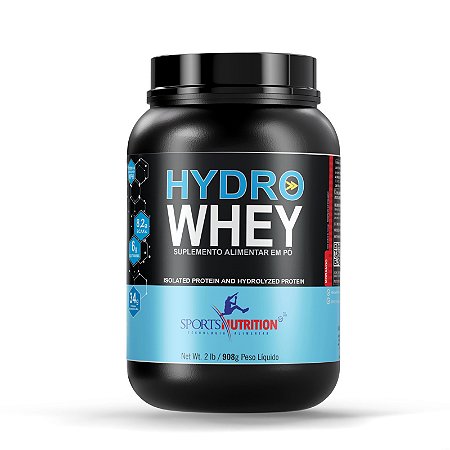 Whey Protein Hidrolisado - Hydro Whey com 34g de proteína por dose - Sabor Morango - 908g - Sports Nutrition