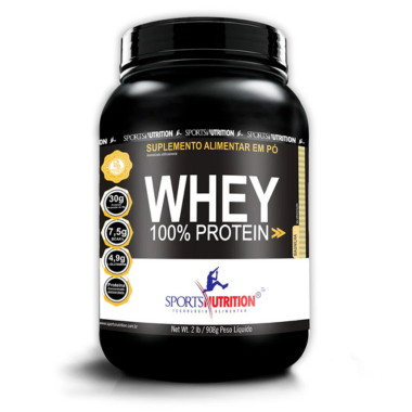 Whey Protein 100% Concentrada - Sabor Baunilha - 30g de proteína por dose -  908kg - Sports Nutrition