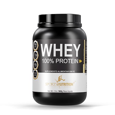 Whey Protein 100% Concentrada - Sabor Baunilha - 30g de proteína por dose - 908kg - Sports Nutrition