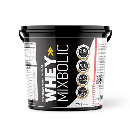 Whey Protein Mix Bolic - 28g de Proteínas por dose - 2.268kg - Morango - Sports Nutrition