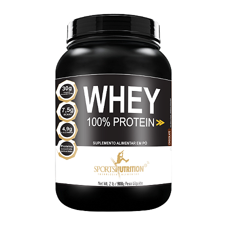 Whey Protein 100% Concentrada - Sabor Chocolate - 30g de proteína por dose - 908kg - Sports Nutrition