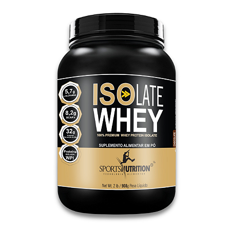 Isolate Whey Protein Isolada - Sabor Chocolate - 32g de proteína por dose - 908g - Sports Nutrition