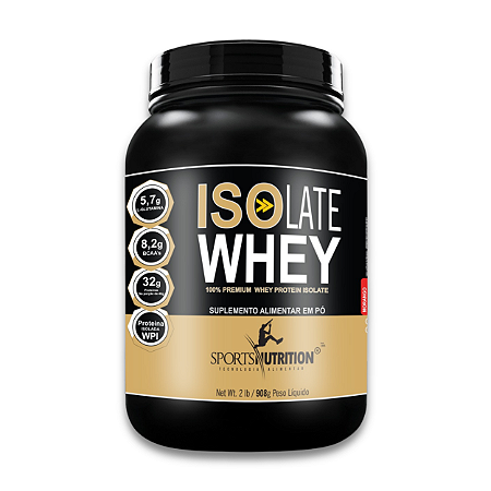 Isolate Whey Protein Isolada - Sabor Morango - 32g de proteína por dose - 908g - Sports Nutrition