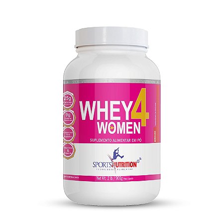 Whey Protein 4 Women com Colágeno - Sabor Morango - 908g - Sports Nutrition