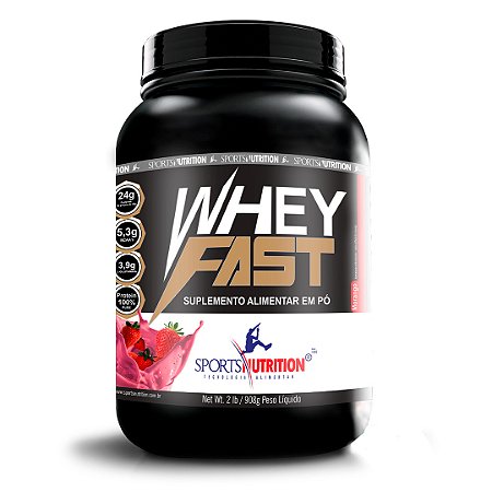 Whey Concentrada Fast Protein - Sabor Morango -  24g de proteína por dose - 908g - Sports Nutrition