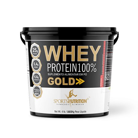 Whey Protein 100% Gold - Sabor Morango - 24g de Proteína por dose - 1815g - Sports Nutrition