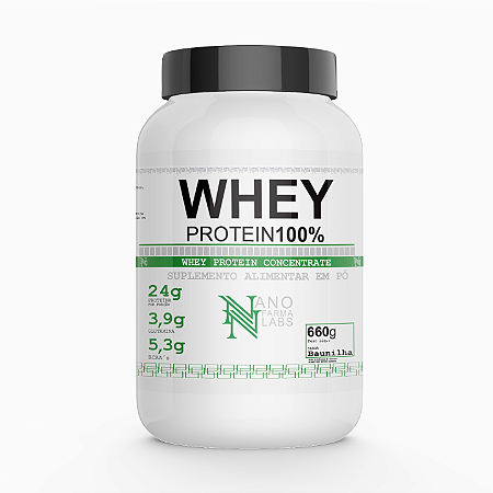 Whey Protein 100% Pure 660g -Sabor Baunilha - Nano Farma