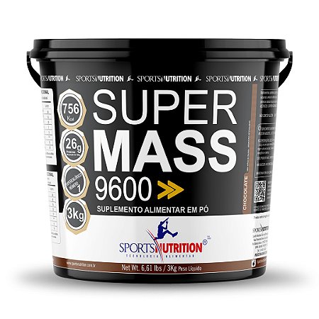 Hipercalórico Super Mass 9600 - Sabor Chocolate - 3kg - Sports Nutrition