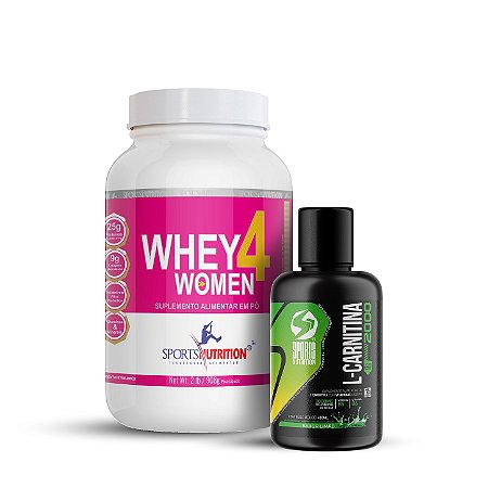 Whey Protein 4 Women com Colágeno 908 g Morango + L-Carnitina 2000 mg Limão – Sports Nutrition