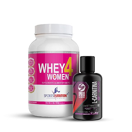 Whey Protein 4 Women com Colágeno 908 g Chocolate + L-Carnitina 2000 mg Uva – Sports Nutrition