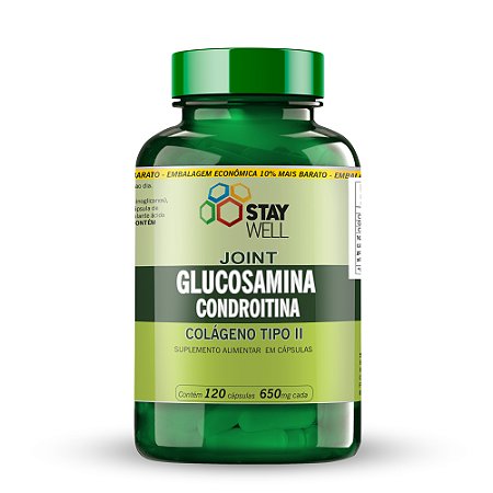 Joint Glucosamina com Condroitina e Colágeno Tipo 2 100% Puro - 120 Cápsulas - Stay Well