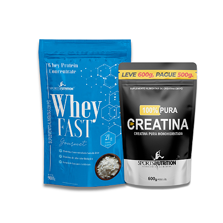 Combo Whey FAST Protein Concentrado 900g + Creatina Pura Monohidratada 600g – Sports Nutrition