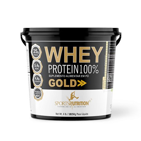 Whey Protein 100% Gold - Sabor Baunilha -  24g de Proteína por dose - 1815g - Sports Nutrition