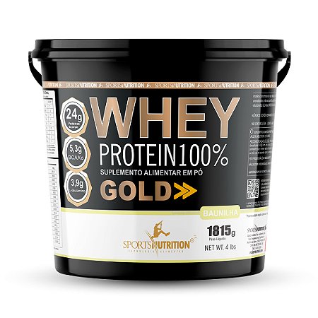 Whey Protein 100% Gold - 24g de Proteína por dose - 1815g - Sports Nutrition