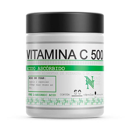 Vitamina C 500 - ácido ascórbico – 60 Cápsulas - Nano Farma