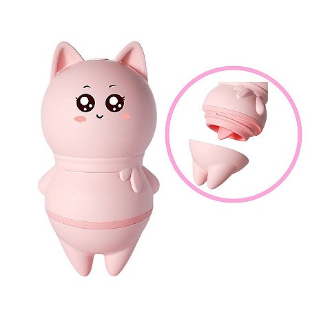 Vibrador com Língua Estimulador de Clitótis Formato De Gato Maig Sexy Import