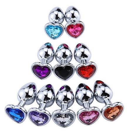 Plug Anal em Metal com Pedra CORAÇÃO P