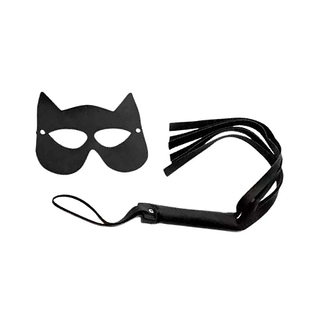 Kit Chicote Reforçado 40cm e Máscara Mulher Gato Brasil Fetiche