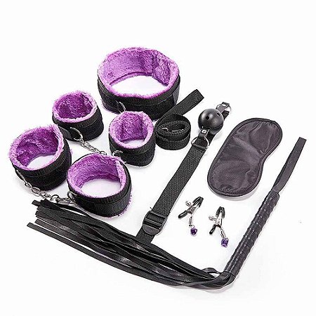 Kit Sado Bondage Roxo 7 Itens Sexy Import