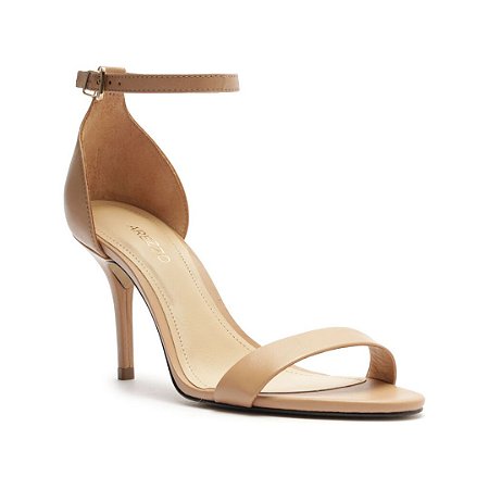 Arezzo Sandália Nude Couro Salto Médio Fino Isabelli