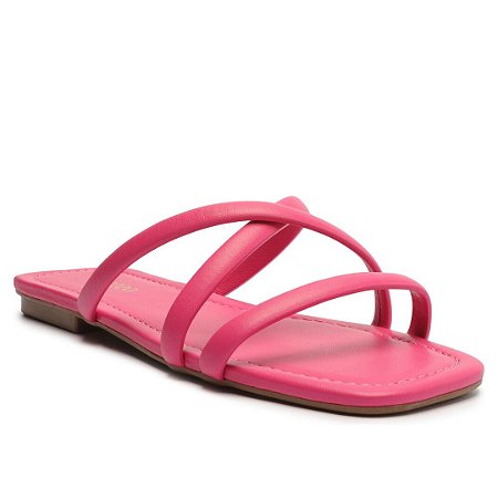 Arezzo Rasteira Rosa Bico Quadrado Tiras Cruzadas