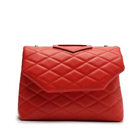 Arezzo Tiracolo Vermelha Média Matelassê Geométrico