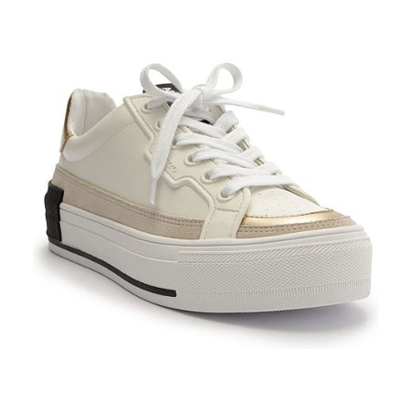 Arezzo Tênis Branco Flatform Amarração Preto