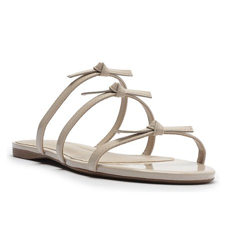 Arezzo Rasteira Nude Verniz Tiras Laços