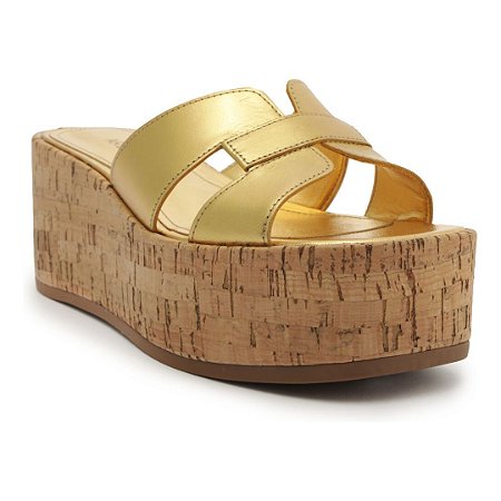 Arezzo Tamanco Dourado Salto Alto