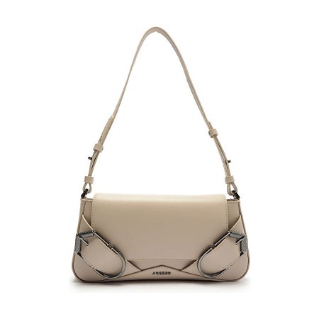 Arezzo Bolsa Tiracolo Branca Couro Pequena Maxi Fivelas