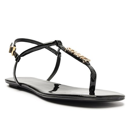 Schutz Rasteira Crystal Logo Preta