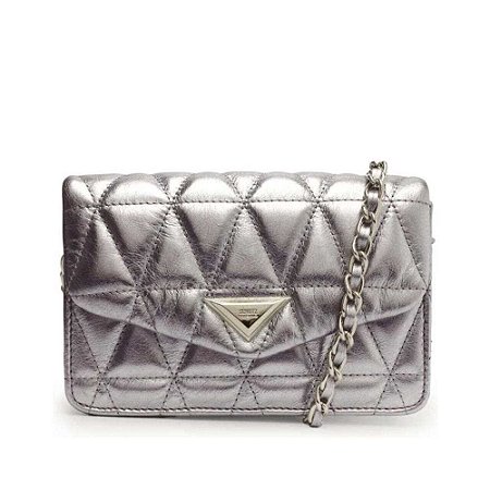 Schutz Bolsa 944 Couro Pequena Prata