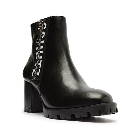 Schutz Bota Salto Medio Couro Tratorado Preto