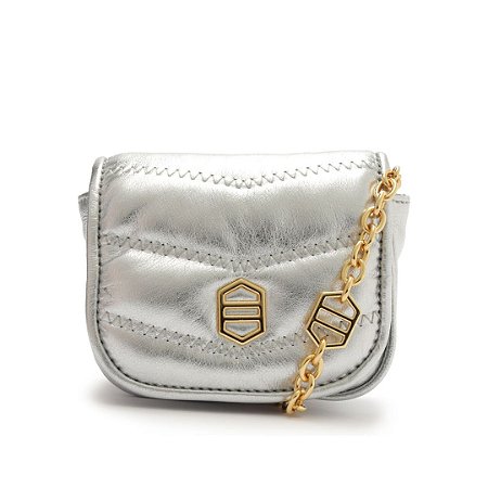 Arezzo Bolsa Couro Pequena Prata