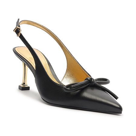 Schutz Scarpin Salto Medio Couro Preto