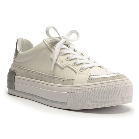 Arezzo Tênis Branco Flatform Amarração Prata