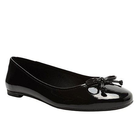 Arezzo Sapatilha Preta Verniz Laço Minimal