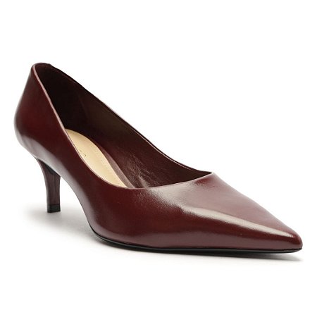 Arezzo Scarpin Vermelho Couro Salto Baixo Fino