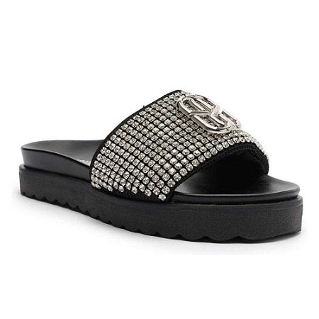 Schutz Sandalia Slide Preta